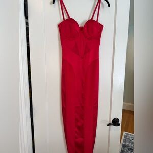 NWT Fleur du Mal Scarlet Bustier Midi Dress